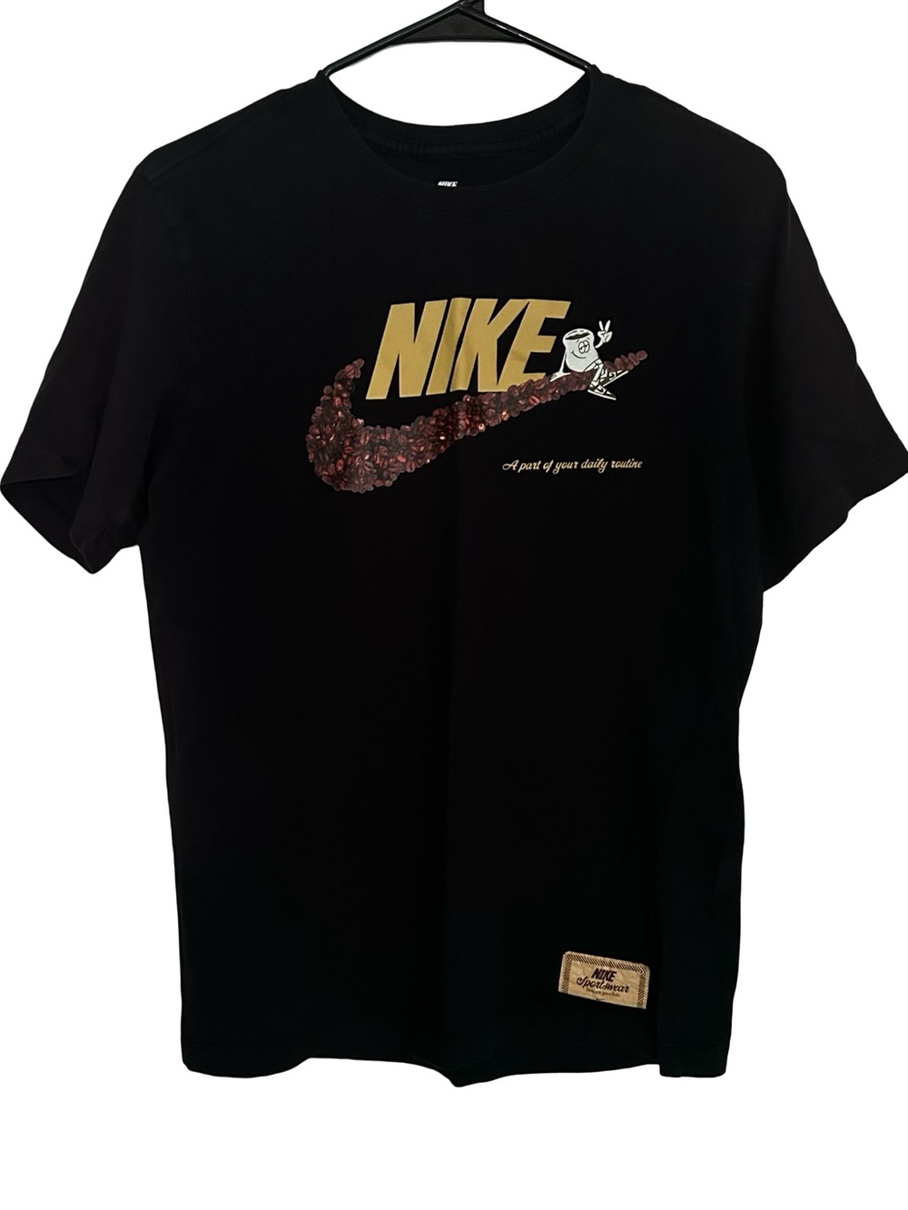 Nike Black Short Sleeve Tee with Gold Logo
